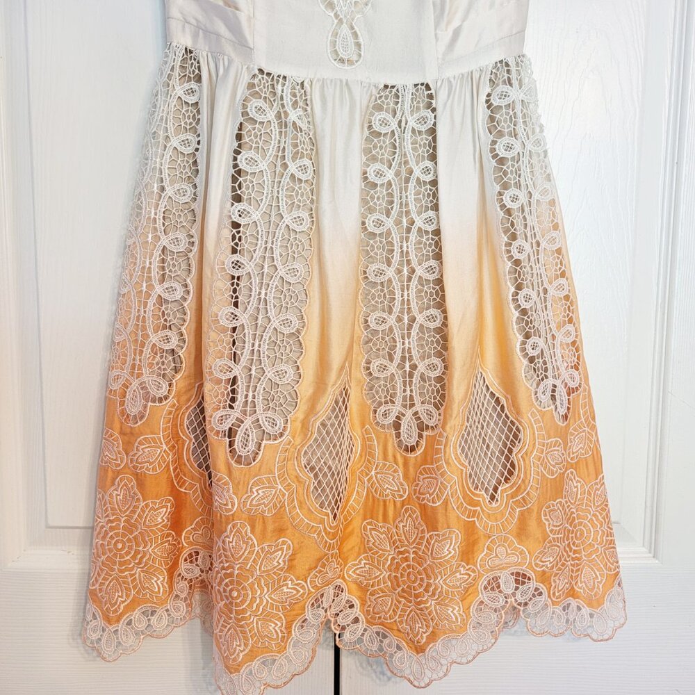 Anthropologie Anna Sui Rising Battenberg Silk Lace Ombre Fit and Flare Dress - Picture 6 of 10